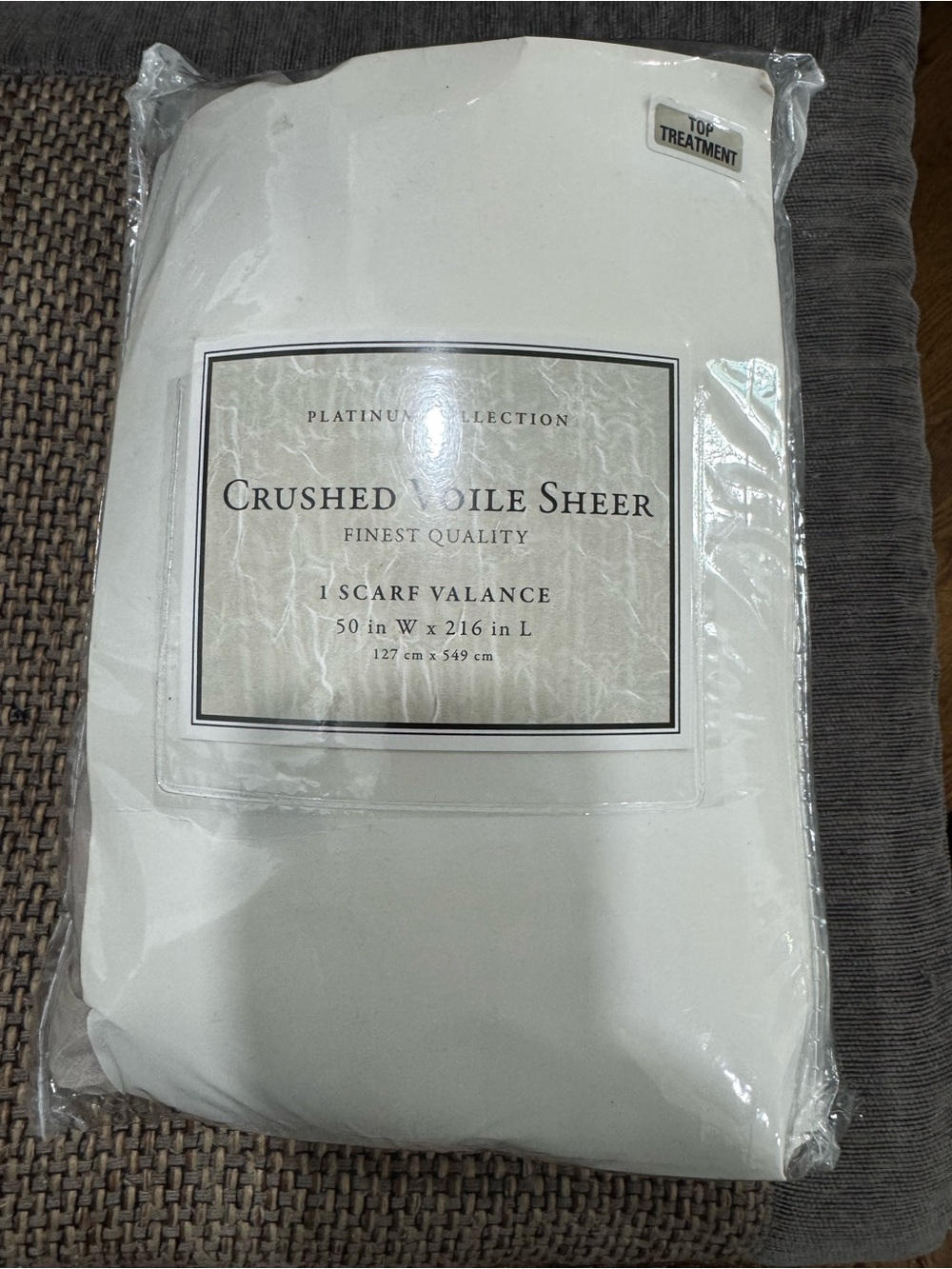 Crushed Voile Sheer Scarf Valance -beige
50x216